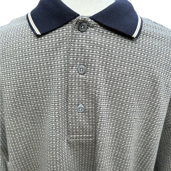Izod Club Golf Polo Shirt Patterned Navy White Large - Picture 4 of 8